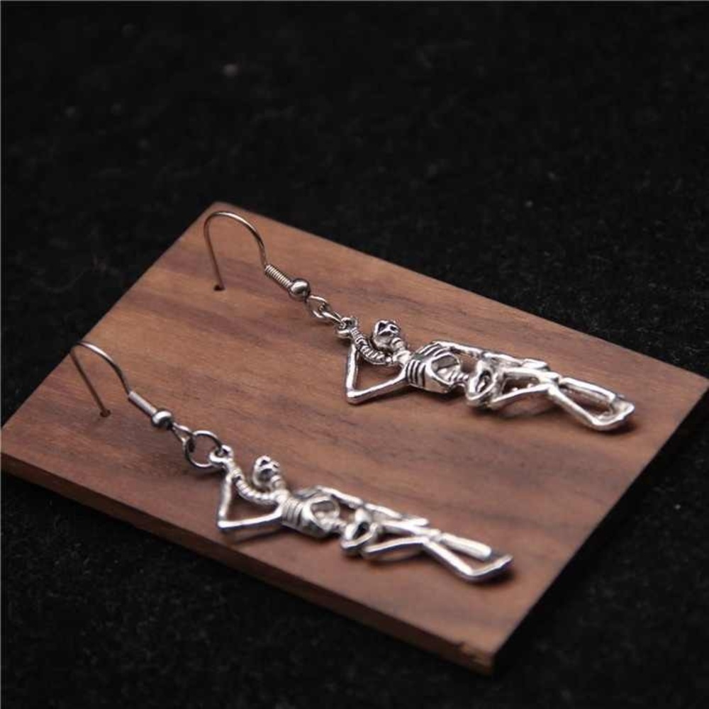 Silver Hanging Skeleton Earrings